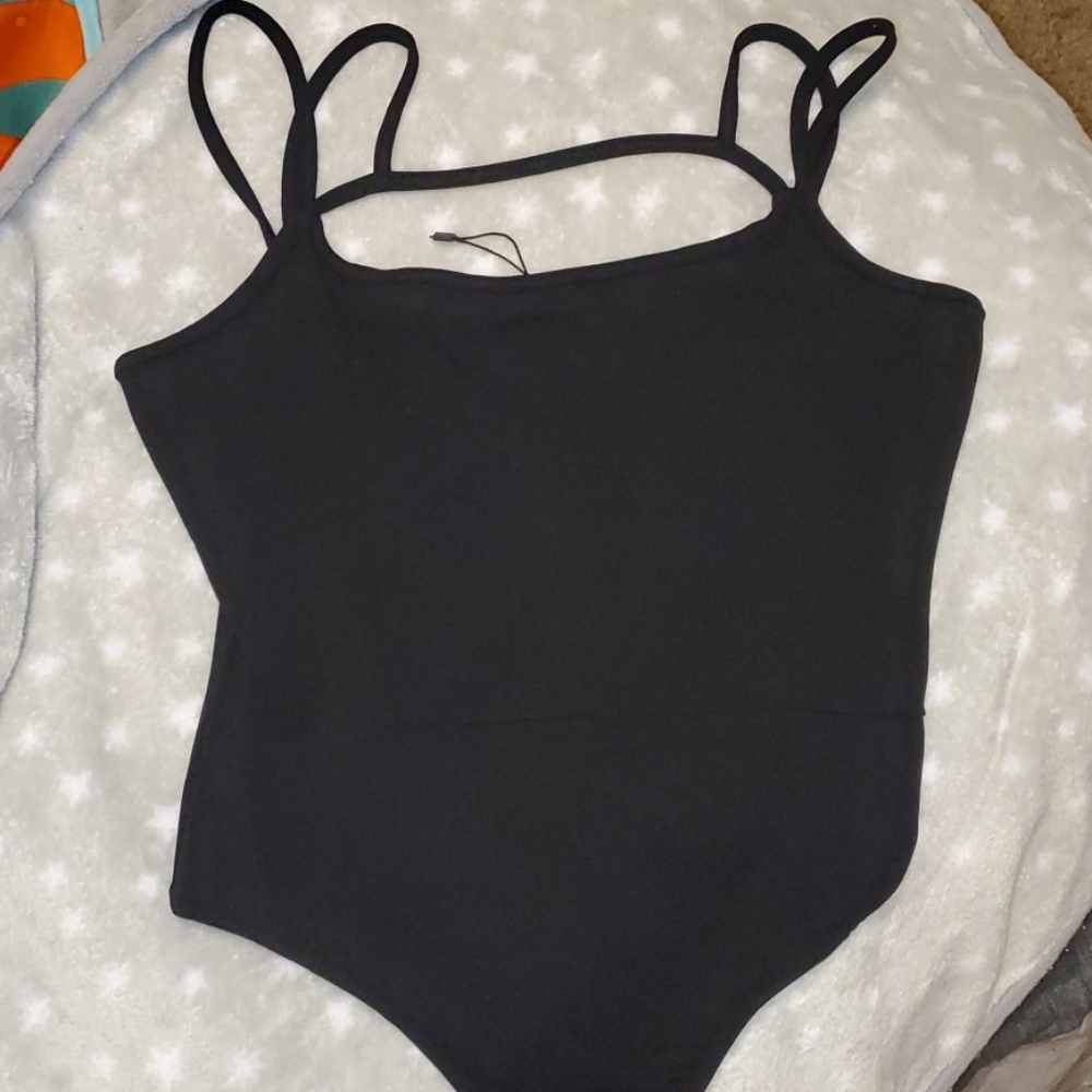 Boohoo black strappy bodysuit